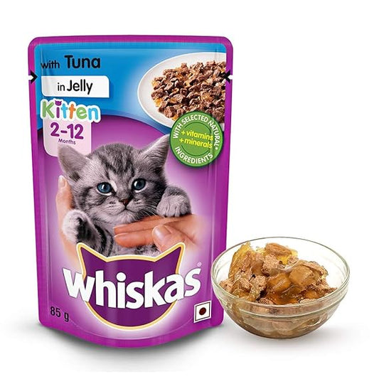Whiskas with Tuna and Jelly Kitten 2-12 Months Wet Food 85g (Pack of 12)