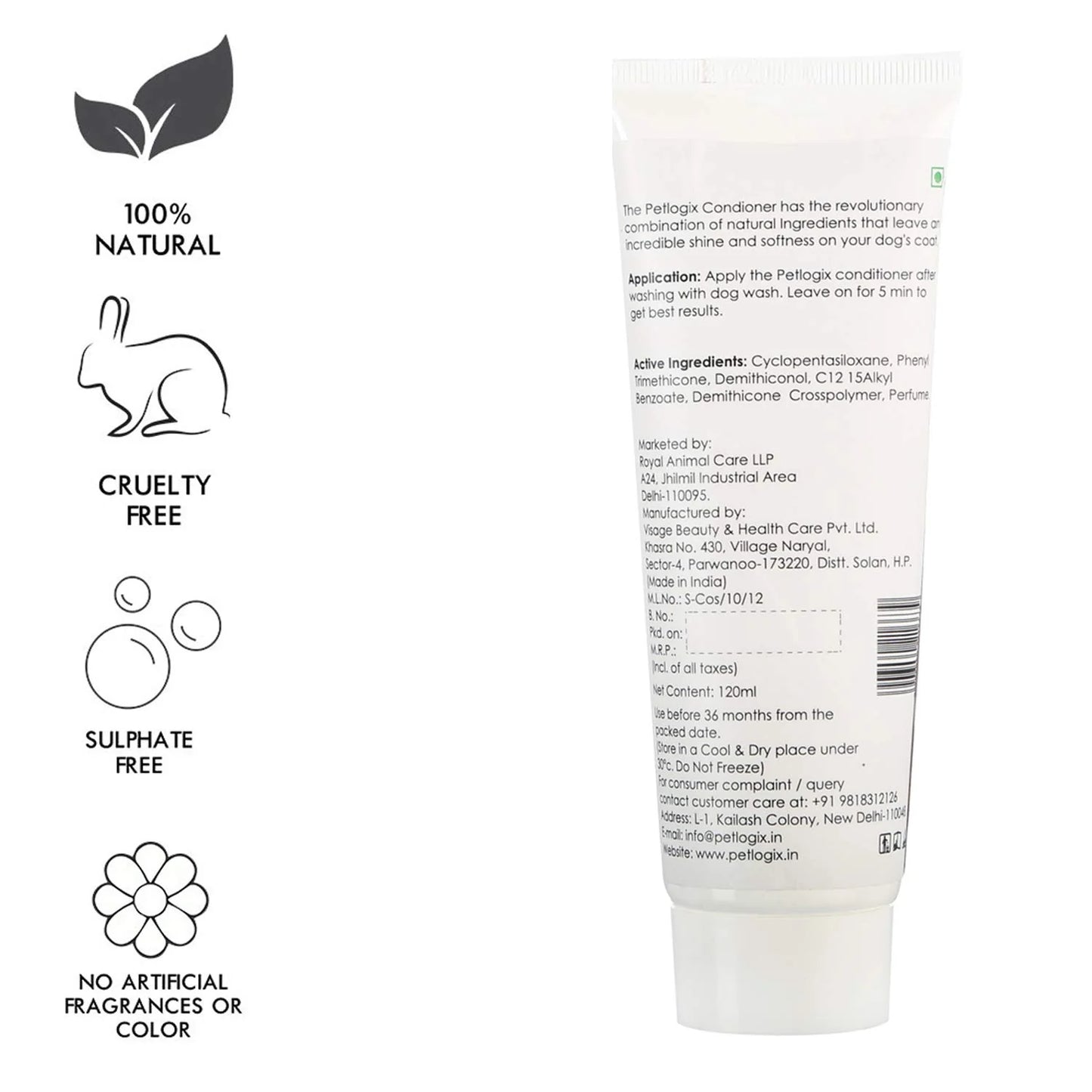 Petlogix Vegan & Cruelty Free Natural Detangle Hair Conditioner For Dogs 120g