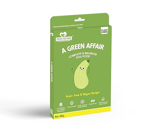 Fresh For Paws A Green Affair Complete and Balanced Dog Food Grain Free & Vegan Recipe For All Breed 100gm