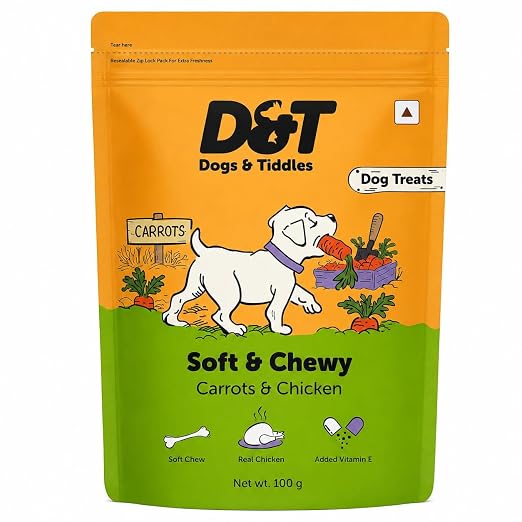 Dogs & Tiddles Soft and Chewy Chicken & Carrot Dog Treats 100g
