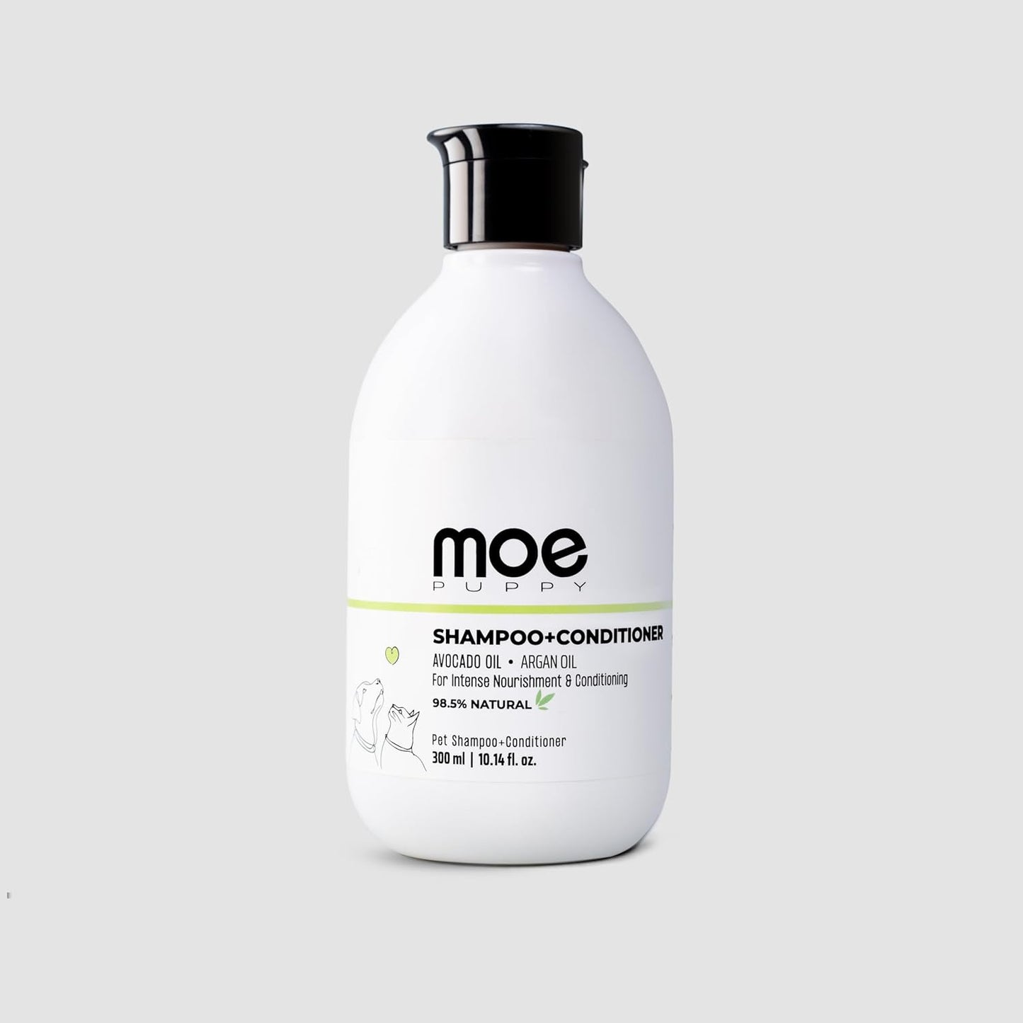 Moe Puppy Shampoo+Conditioner Cruelty Free and Plant Based Formula Shampoo For Dogs & Cats 300ml