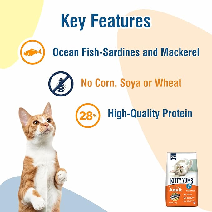 Kitty Yums Adult Ocean Fish Dry Cat Food 1.2kg