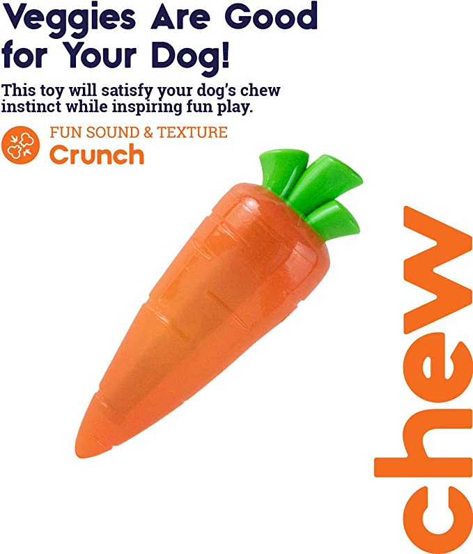 Petstages Crunch Veggies Carrot Orange Dog Toy Large