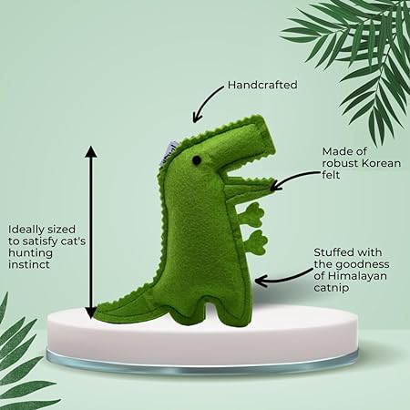 Hriku Catnip Toy Bheemsarat Dinosaur Green M