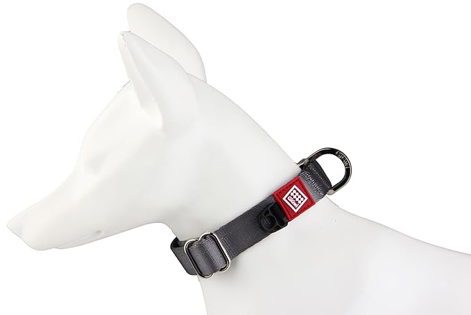 Gigwi Premium Line Reflective Strap with Sturdy Metal Buckle Dog Collar Adjustable Neck Size 40-55cm Grey (Large)