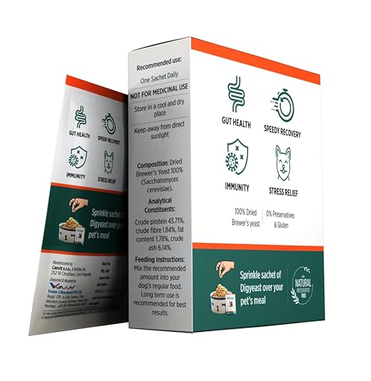 Vvaan Digyeast Gut Health & Convalescence, Anti Stress 100% Pure Natural Supplementary Food For Dogs & Cats Contain 10 Sachet 50g