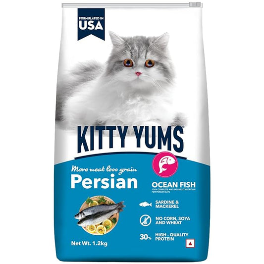 Kitty Yums Persian Adult Dry Cat Food Ocean Fish 1.2kg