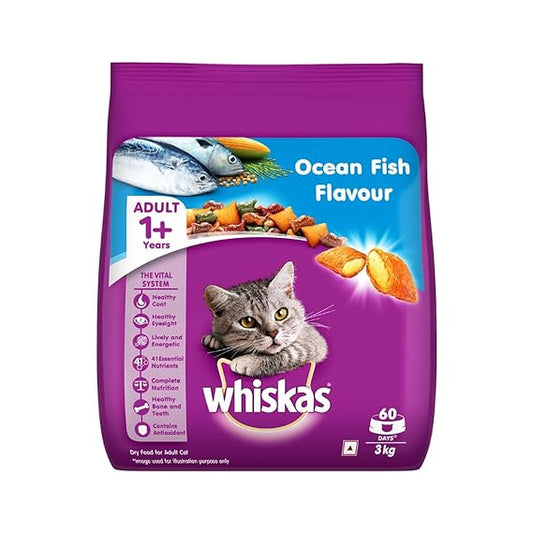 Whiskas Adult Dry Cat Food (+1 year) Ocean Fish Flavor 3kg