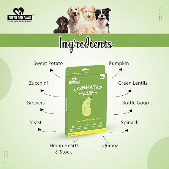 Fresh For Paws A Green Affair Vegan & Cruelty-free Ready To Eat Dog Food For All Breed 300gm