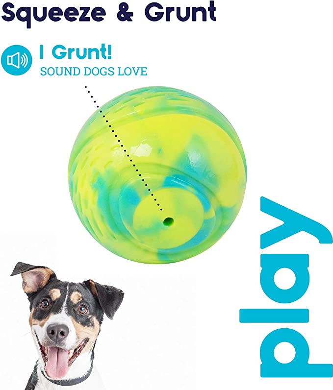 Petstages Squeeze & Grunt N' Punt Tennis Ball Dog Toy 3.25cm