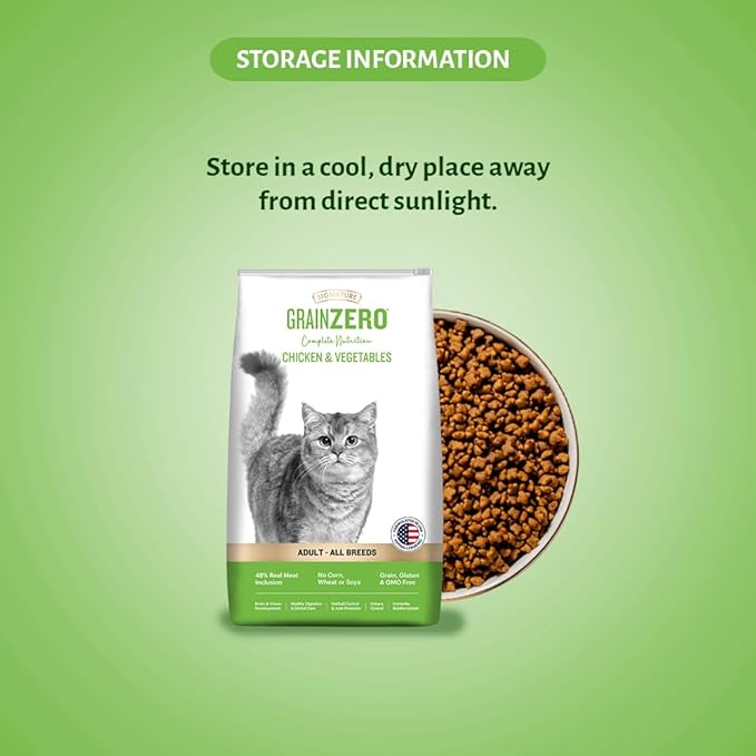 Signature Grain Zero Chicken & Vegetables Adult All Breed Adult Cat Dry Food 1.2kg + Free Creamy Treat