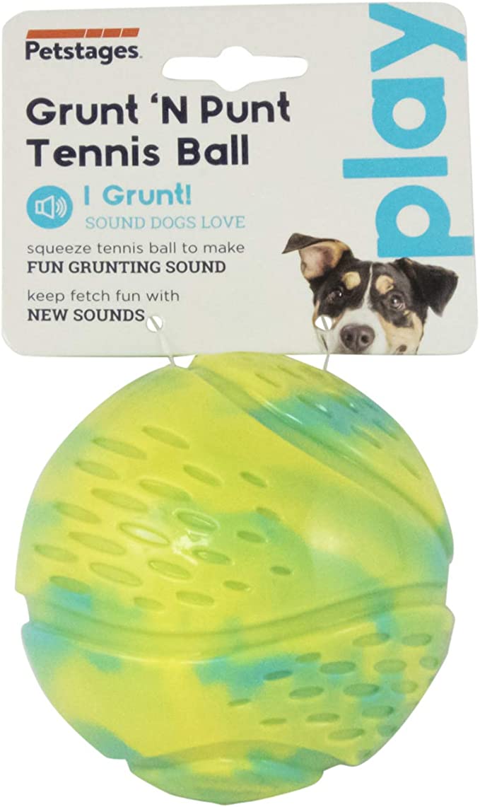 Petstages Squeeze & Grunt N' Punt Tennis Ball Dog Toy 3.25cm