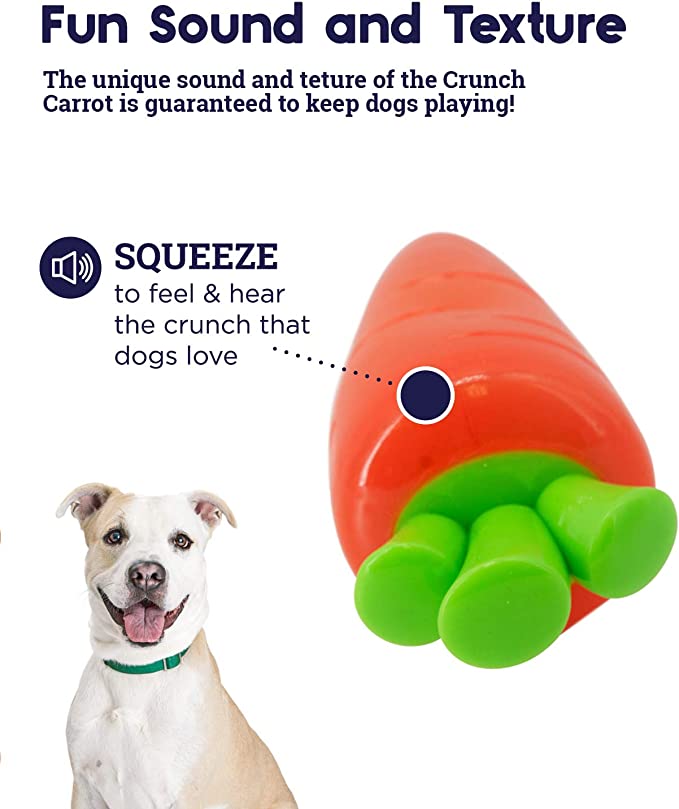 Petstages Crunch Veggies Carrot Orange Dog Toy Large
