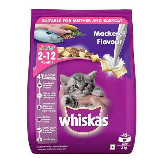 Whiskas Kitten Dry Food (2-12 months) Mackerel Flavor 3kg