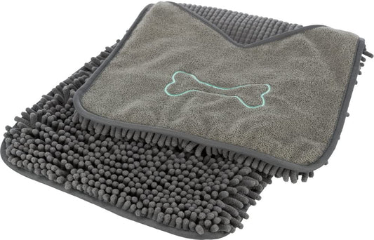 Trixie Microfibre Towel with Mitt Pockets Grey 78x32cm