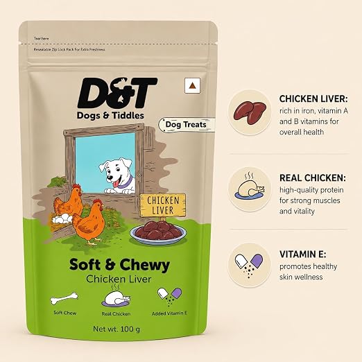 Dogs & Tiddles Soft and Chewy Chicken Liver Dog Treats 100g