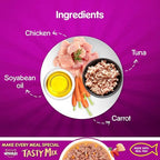 Whiskas Adult (1+ Year) Tasty Mix Wet Cat Food Made with Real Fish Chicken with Tuna and Carrot in Gravy 70gm