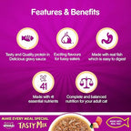 Whiskas Adult (1+ Year) Tasty Mix Wet Cat Food Made with Real Fish Chicken with Salmon Wakame Seaweed in Gravy Flavor 70gm