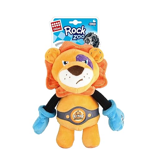 Gigwi Rock Zoo King Boxer Lion Squeaker Dog Toy M/L