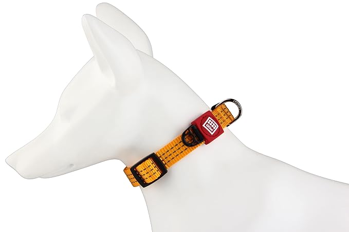 Gigwi Classic Line Collar With Reflective Stitching Sturdy Buckle with Metal D-Ring For Dogs Neck Size 23-40cm Yellow (Medium)