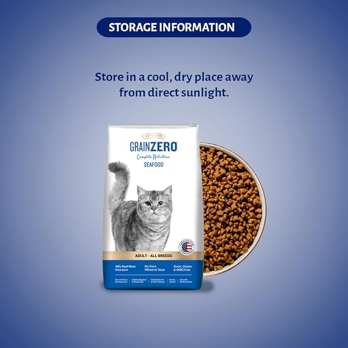 Signature Grain Zero Seafood Adult All Breed Adult Cat Dry Food 1.2kg + Free Creamy Treat