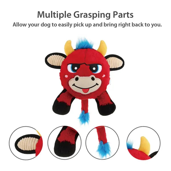 GiGwi Plush Jumball Bull Toy for Dogs (Red) Medium  27 x 15 x 24.50