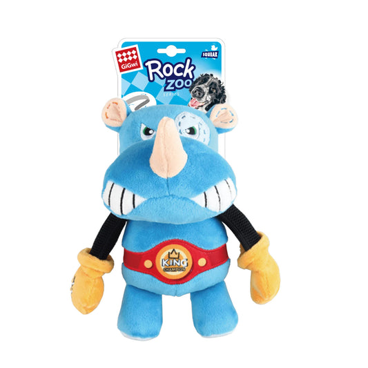 Gigwi Rock Zoo King Boxer Rhino Squeaker Dog Toy M/L