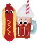 GiGwi Foody Friendz Reversible Hot Dog & Ice Cream Float Coffee Squeak and Crinkle Dog Toy 8 x 8 x 2.50cm