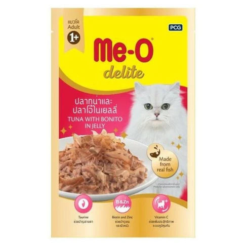 Me-O Delite Adult Tuna with Bonito in Jelly 70gm (Pack of 12)