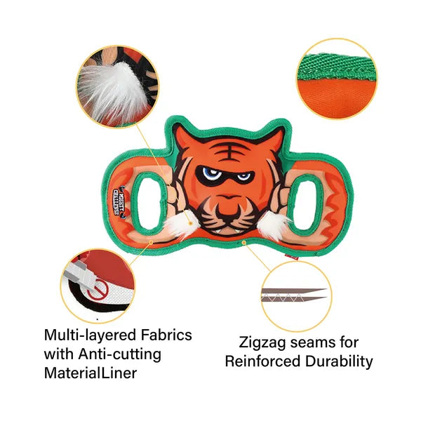 Gigwi Mighty Challenge Tiger Toy for Dogs M/L 34.20 x 6.35 x 7.80cm