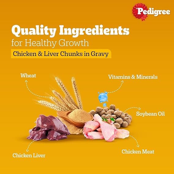 Pedigree Adult Wet Dog Food Chicken & Liver Chunks in Gravy 70gx7=490g