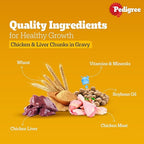 Pedigree Adult Wet Dog Food Chicken & Liver Chunks in Gravy 70gx7=490g