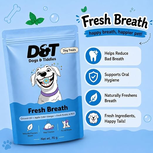 Dogs & Tiddles Fresh Breath Dog Treats for All Breeds Dog 70g