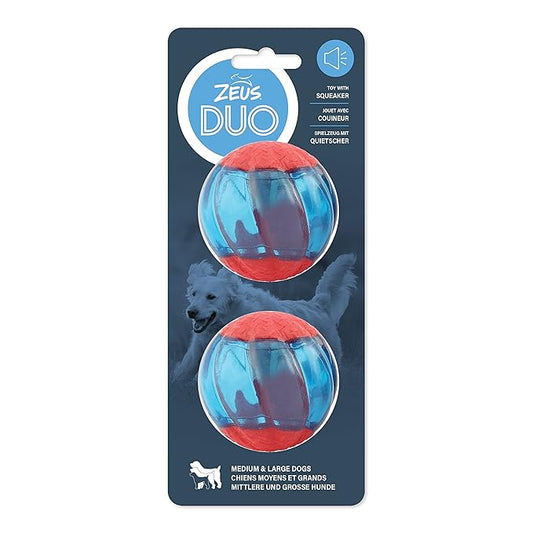 Zues Duo Ball with Squeaker Dog Toy