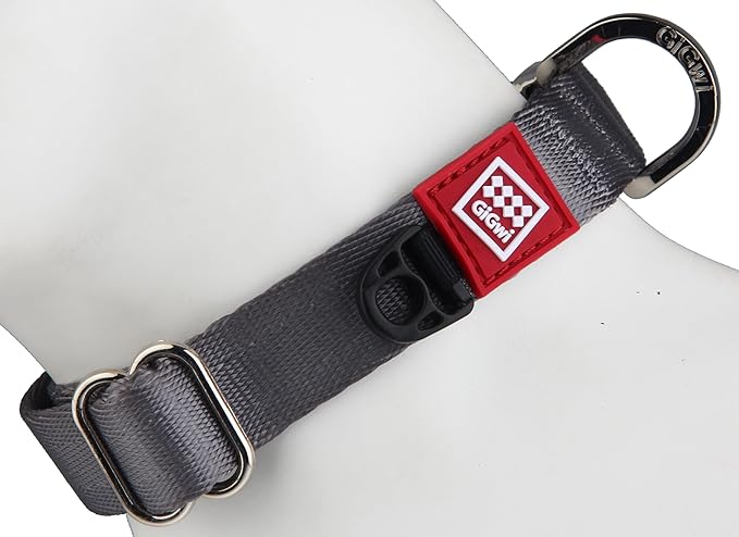 Gigwi Premium Line Reflective Strap with Sturdy Metal Buckle Dog Collar Adjustable Neck Size 40-55cm Grey (Large)