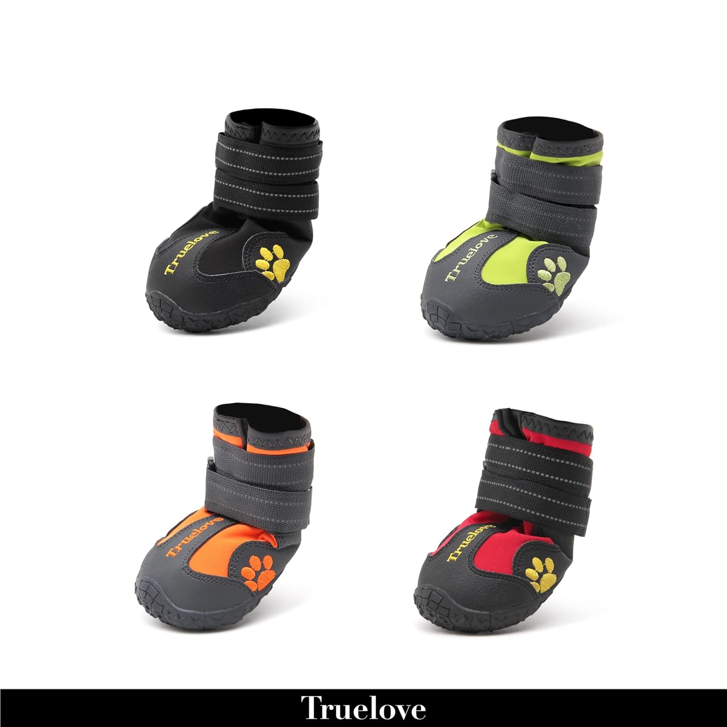 Truelove Waterproof Anti-Slip Boots for Dogs - Neon Yellow (Set of 4)