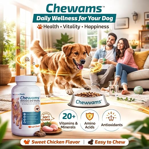 Vvaan Chevvams Multivitamin Mineral and Amino Acids Chicken Flavour Chewable Tablets for Dogs 30 Tablets