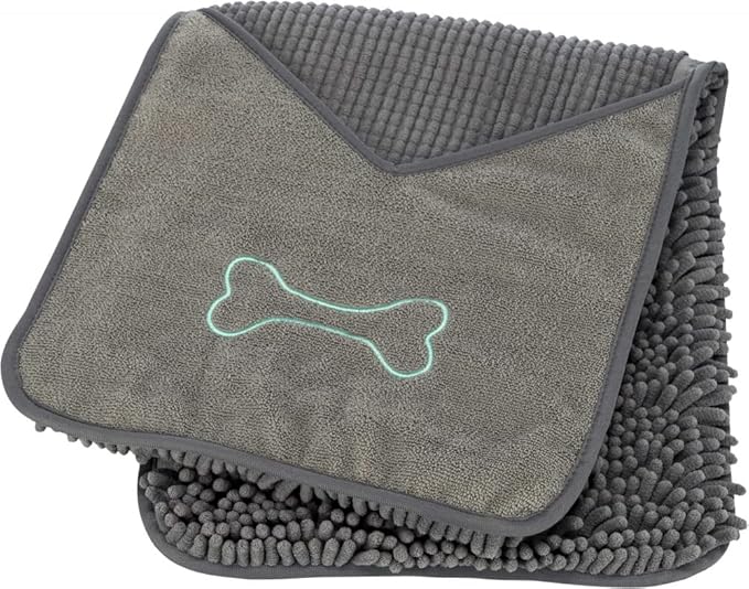Trixie Microfibre Towel with Mitt Pockets Grey 78x32cm