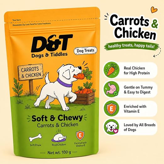 Dogs & Tiddles Soft and Chewy Chicken & Carrot Dog Treats 100g