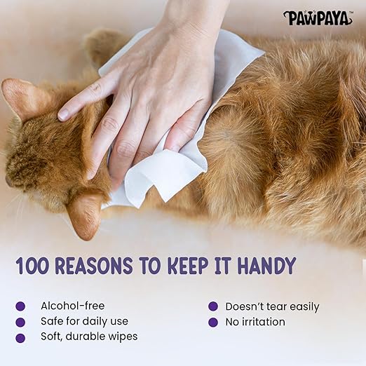 Pawpaya Lavender Scented Pet Wipes For Dogs & Cats 100 Pull