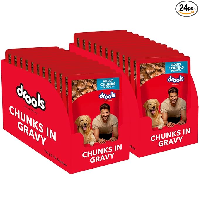 Drools Adult Wet Dog Food Real Chicken and Chicken Liver Chunks in Gravy pack of 15 (150gx15 = 2250g)