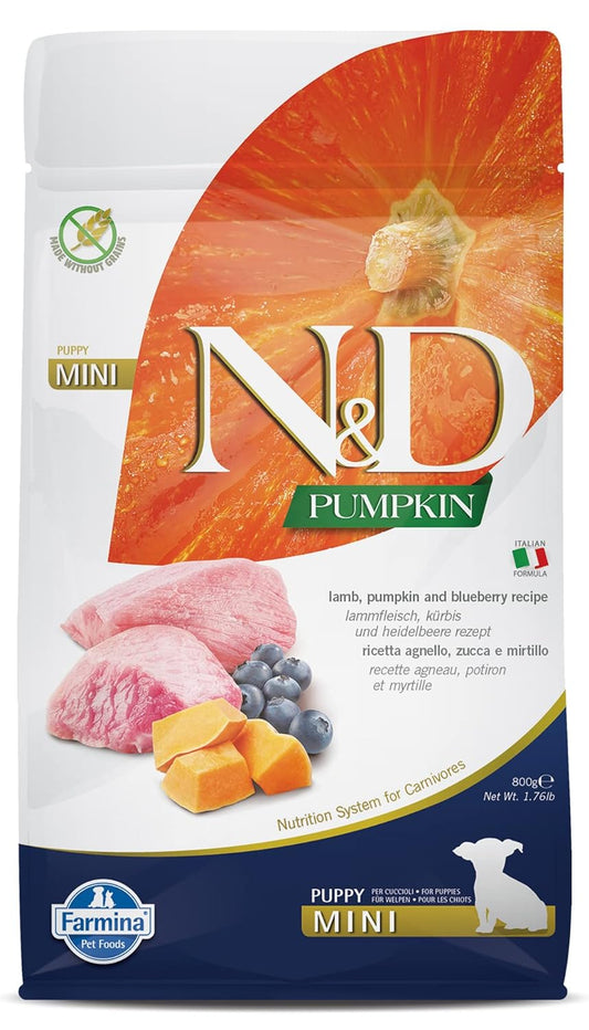 Farmina N&D Pumpkin Lamb & Blueberry Grain Free Puppy Mini Breed Dry Food 2.5kg