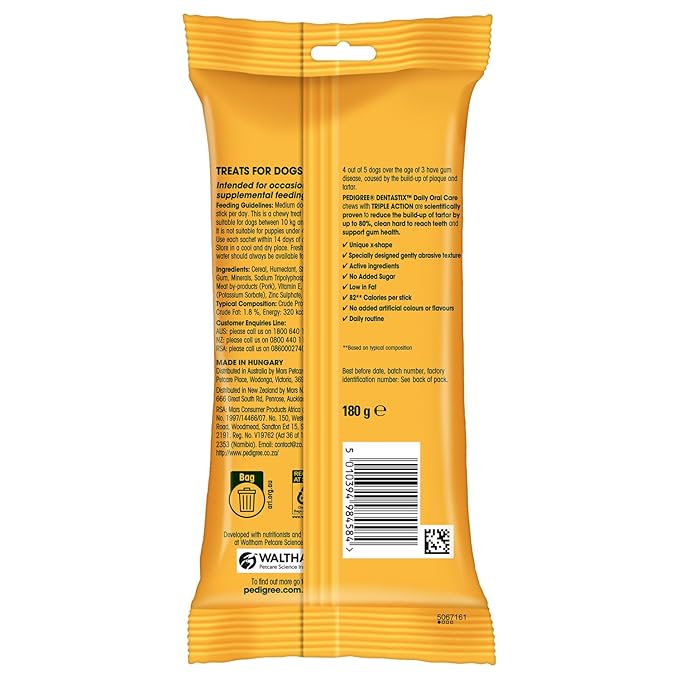 Pedigree Dentastix Oral Care Dog Treat Adult Medium Breed (10-25 kg)180g