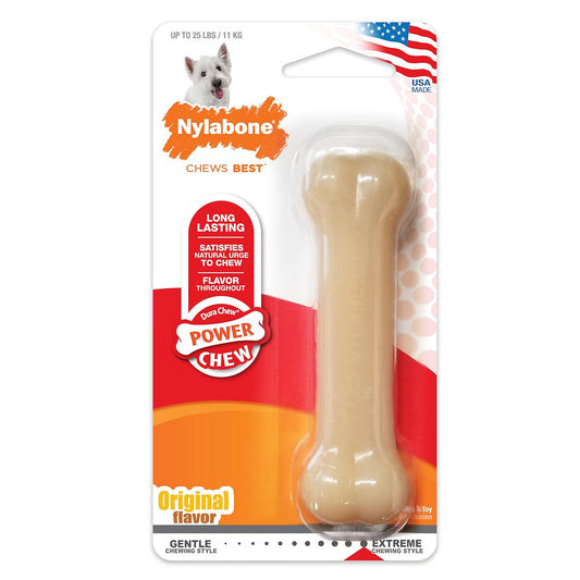 Nylabone Power Chew Bone Original Flavor Chew Toy Up To 11kg Dogs 11.43cm x 2.54cm x 4.44cm