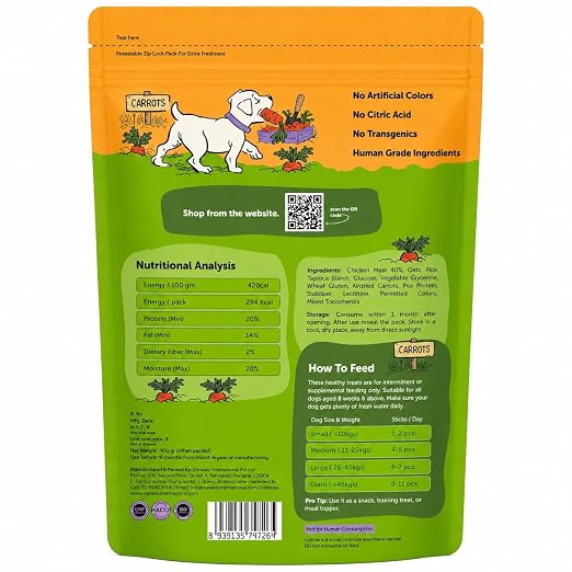 Dogs & Tiddles Soft and Chewy Chicken & Carrot Dog Treats 100g