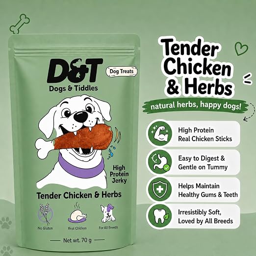 Dogs & Tiddles Tender Chicken and Herbs Gluten Free Dog Treats 70g