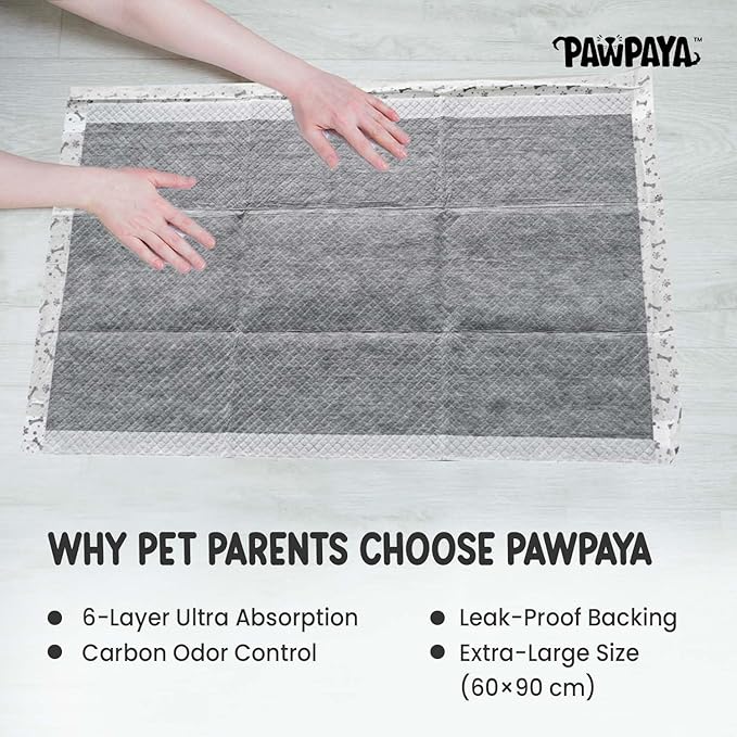 Pawpaya Training Pads Carbon Activated Technology Leak-Proof Ultra Absorbent for Dogs and Puppies 60cm x 90cm 14pcs