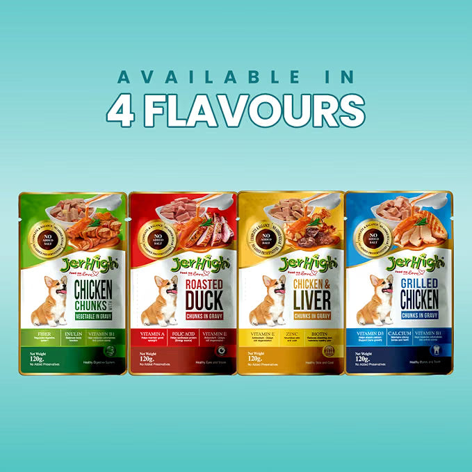 Jer High Chicken and Liver Chunks in Gravy Puppy Wet Food 120g