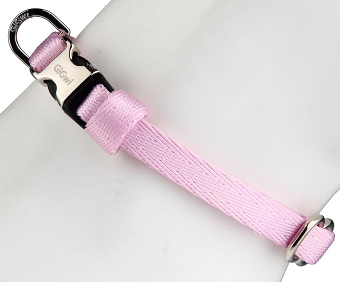 Gigwi Premium Line Reflective Strap with Sturdy Metal Buckle Dog Collar Adjustable Neck Size 20-30cm Pink (Small)