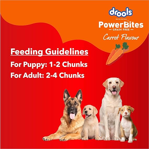 Drools Power Bites Carrot Flavor With Real Chicken Grain Free Treat For Dogs 135gm (Pack of 3)